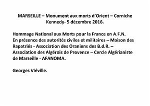 AOBR 2016 12 05 MARSEILLE-HOMMAGE NATIONAL AUX MORTS POUR LA FRANCE EN AFN